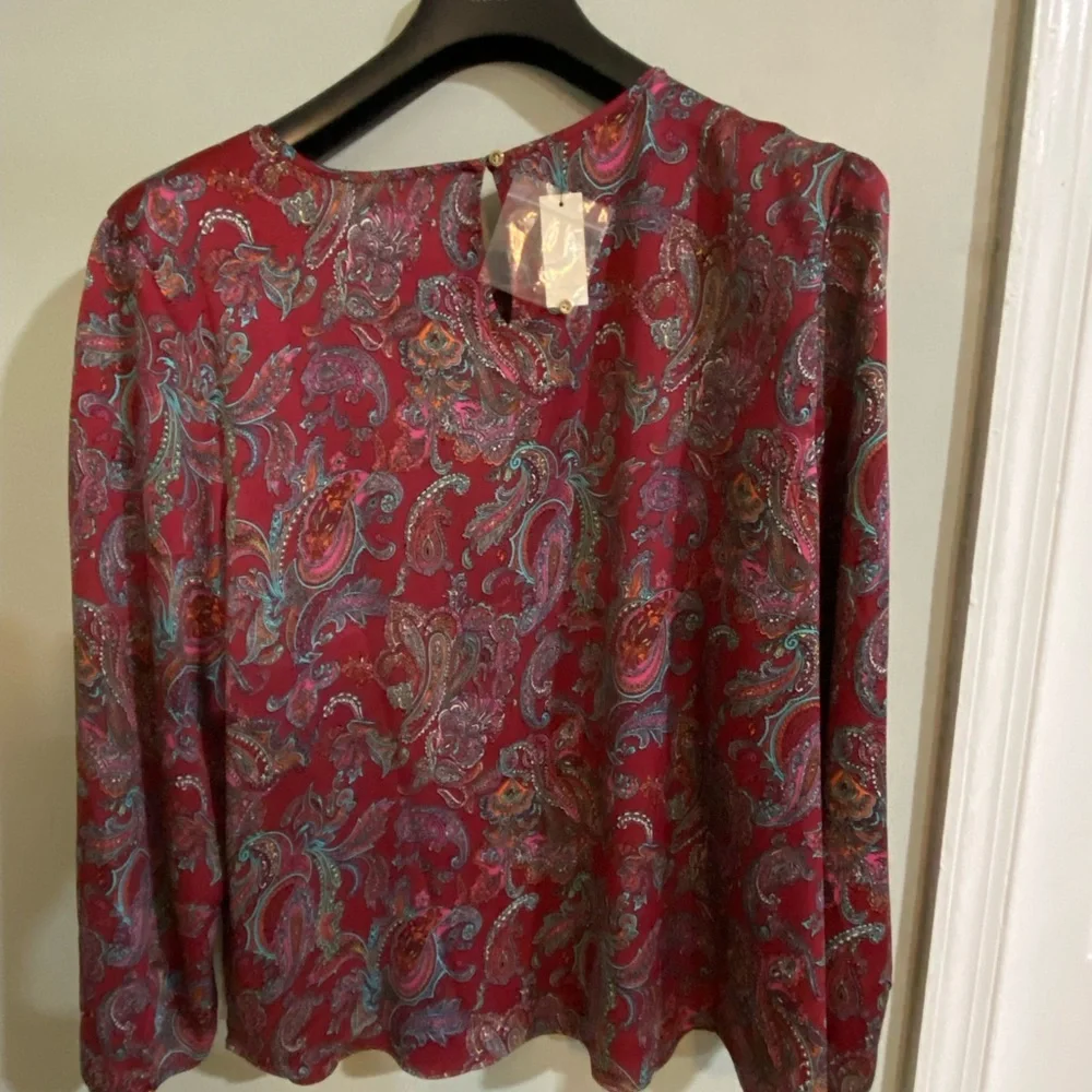 Talbots Red Paisley Ruffle Blouse - Picture 9 of 14